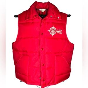 Vintage Lock Haven University Red Puffer Vest Mens L Leisurewear USA
